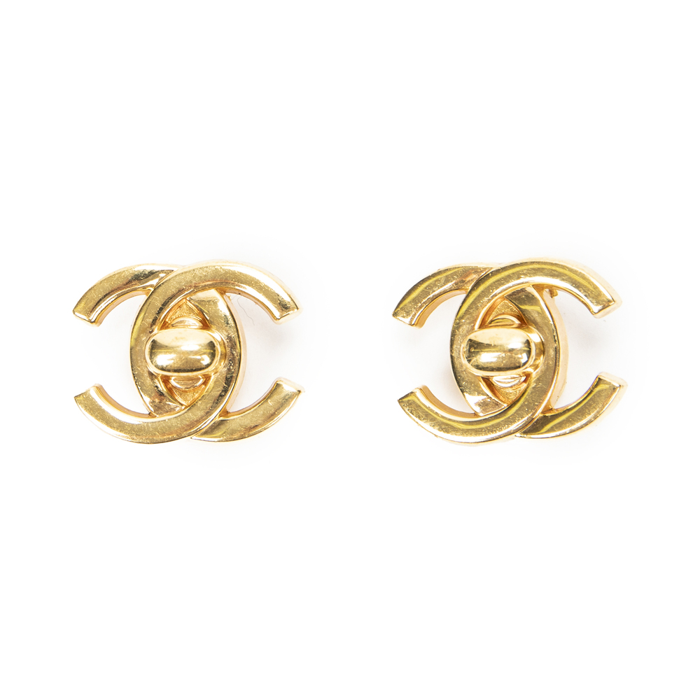 Chanel CC Turnlock Motif Clip On Earrings